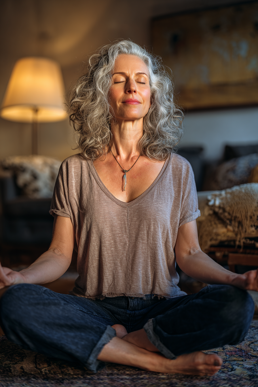 Жінка зосереджена на медитації